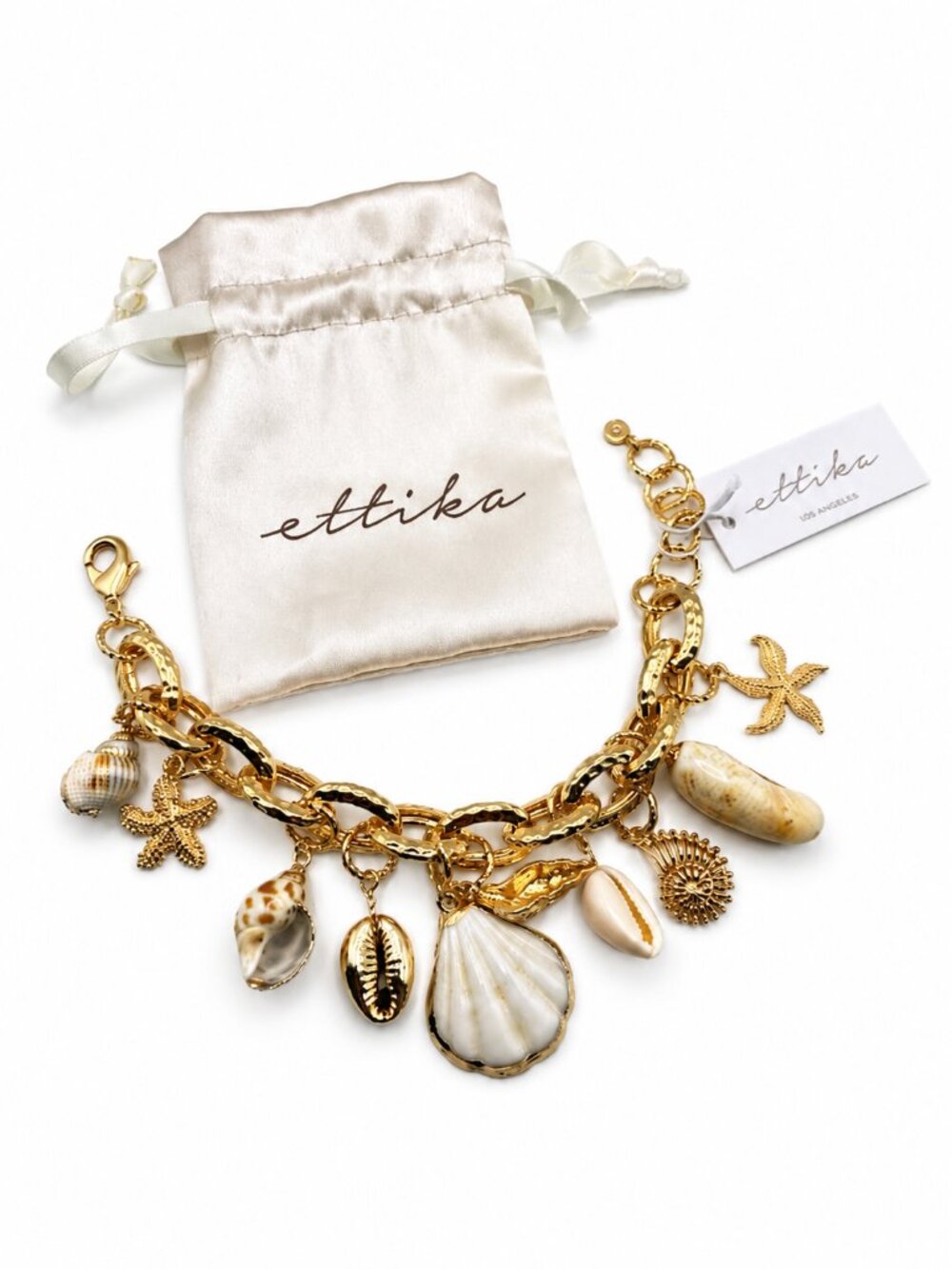 Ettika Mermaid Tears 18k Gold Plated Multi-Shell Charm Bracelet NWT - Picture 4 of 4